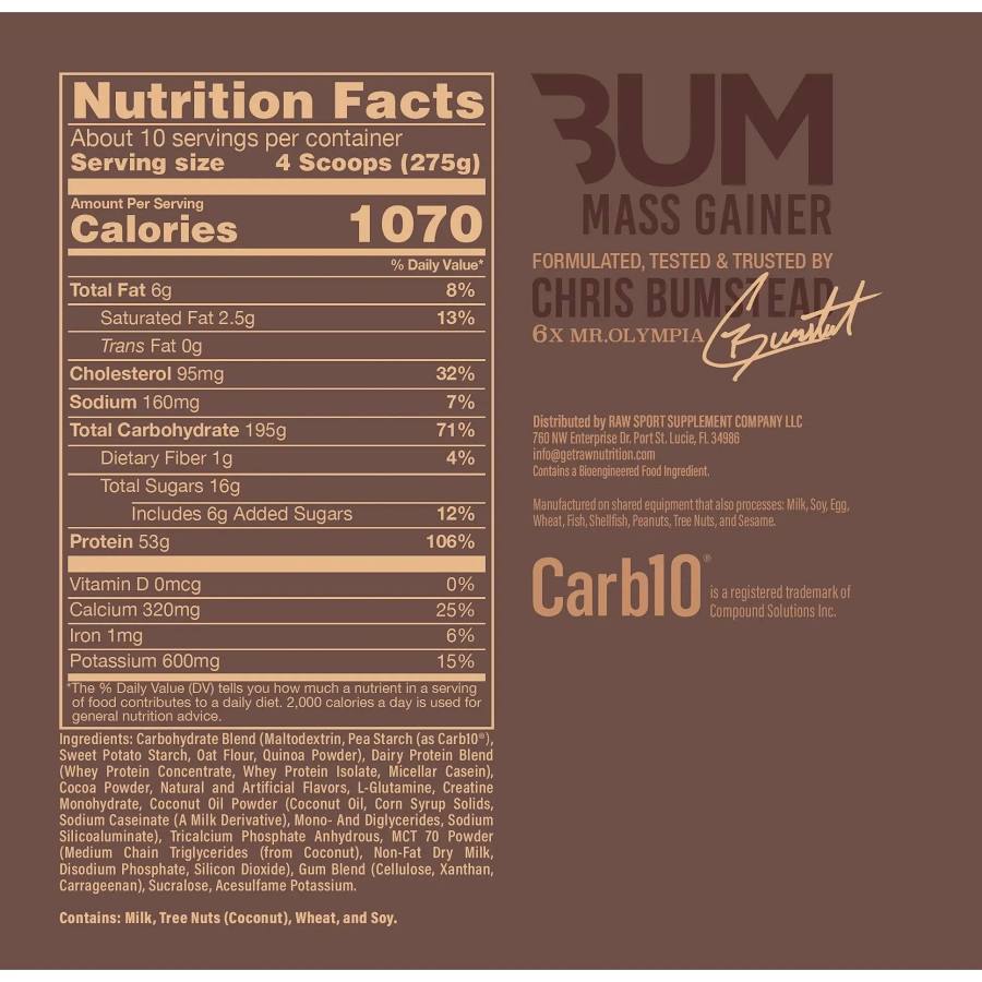 raw bum mass gainer 6lb